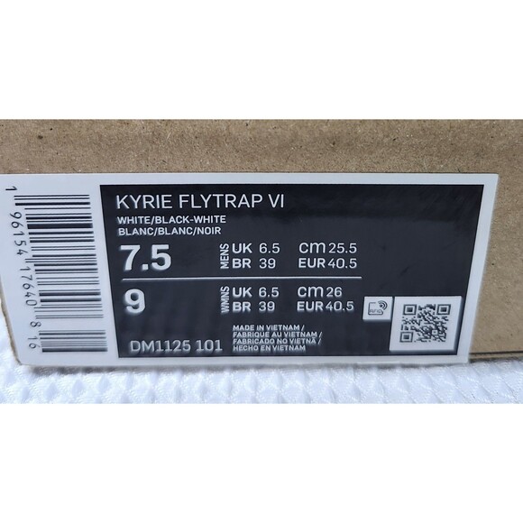 Nike Kyrie Flytrap 6 White Black Basketball Sneakers DM1125-101 Mens Size 7.5 - Picture 6 of 7